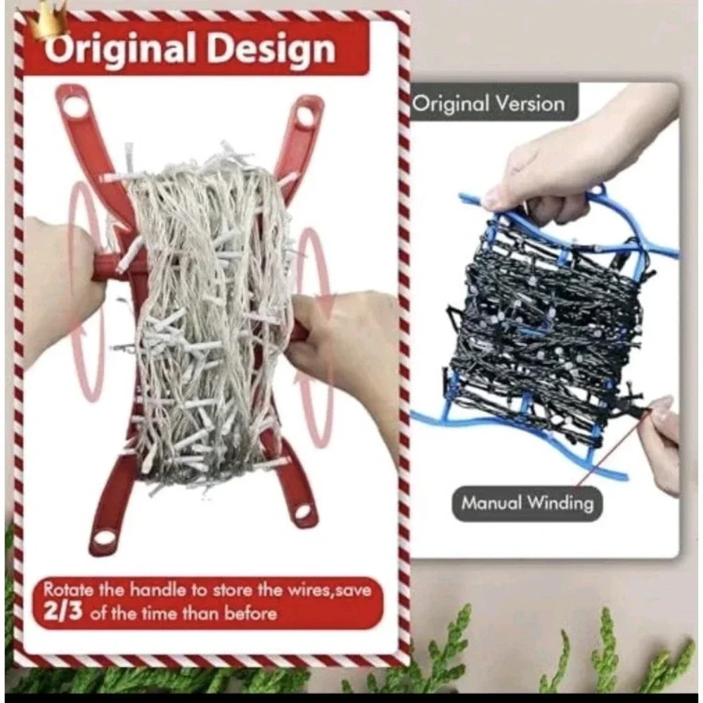 6 PCS Rotating‎ Handle Christmas Lights Storage Holder - Red/Green/Gray